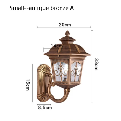 Открытый водонепроницаемый настенный садовый балкон светильник Настенный столб Европейский сад Коридор светильник наружная дверь настенный подвесной светильник - Испускаемый цвет: s Antique bronze A
