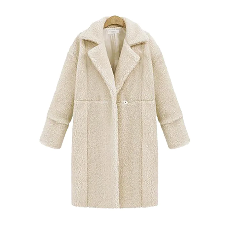 Большой Размеры 4xl высокое качество элегантное Полушерстяное пальто на весну и зиму кашемировое пальто Для женщин однотонные покрытые, теплое шерстяное пальто для мальчиков - Цвет: Бежевый