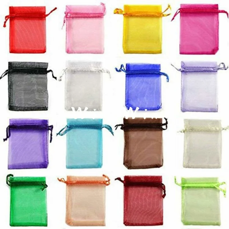 

100pcs/50pc 7x9 9x12 10x15 13x18CM Organza Bags Jewelry Packaging Bag Wedding Decoration Drawable Bag Gift Pouches 21 Colors OR7