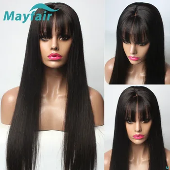 

13x4 Lace Front Human Hair Wigs With Bangs For Black Women Lace Wigs With Bangs Brazilian Non-Remy Hair Wigs 150%