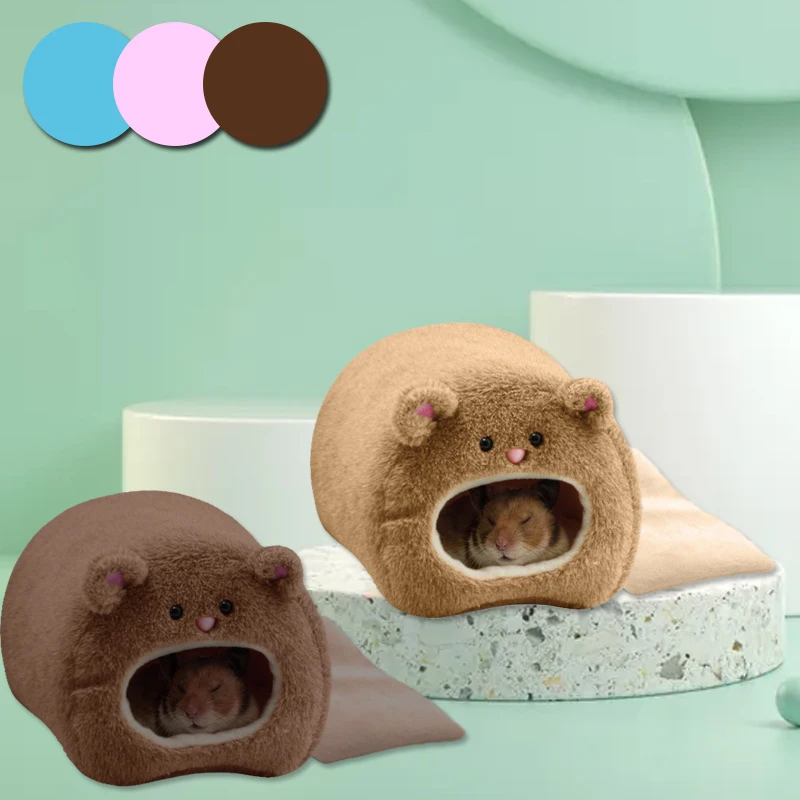 11*11cm Cotton Bed Cute Bear Shape Hamster House Soft Plush Small Animal Cage Winter Warm Nest Doggie Kitten Pets Supplies | Дом и сад