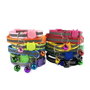 

Pet Dog Cat Collar Adjustable Reflective Kitten Buckle Cats Safety Collars with Bell for Cat Puppy Supplies Cat Dog Accessories