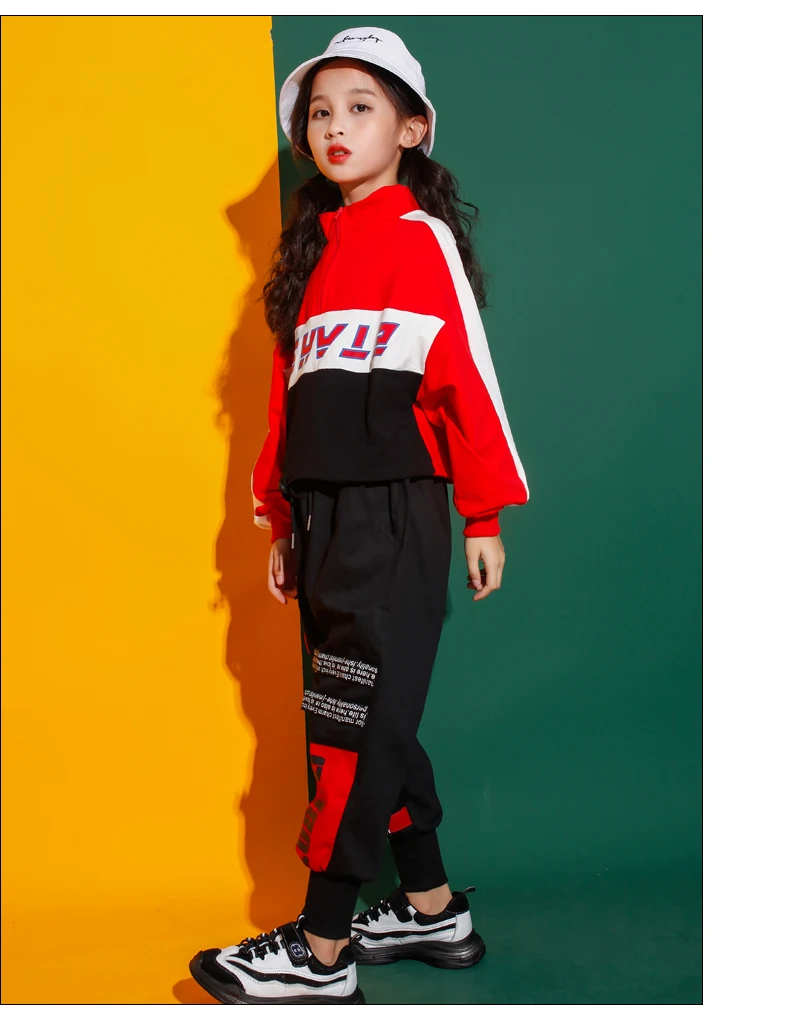 Hip Hop Dance Costumes Kids Red High Neck Long Sleeve Jacket Pants Children Street Clothes Boys Jazz Wear Performer Stage Outfit (14)