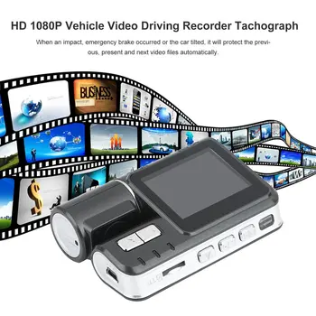 

Dual Lens Car DVR Camera I1000 Full 1080P 2.0"TFT Dash Cam IR LED Light Night H.264 Rotatable Lens Video Recorder