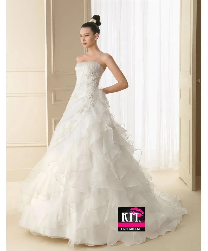 Романтическое ТРАПЕЦИЕВИДНОЕ ПЛАТЬЕ, casamento vestido de noiva, свадебное платье с цветами и оборками, платья из органзы для матери невесты