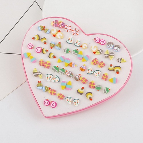 Multi-style Colorful Animal Heart Star Moon Geometric Crystal plastic Stud Earring Set For Women Girls Jewelry Gifts