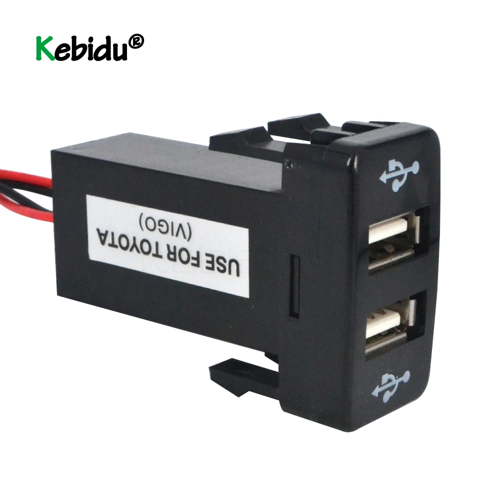 Мини 12V~ 24V до 5 V/2.1A устройство для автомобиля с двумя портами USB Зарядное устройство 2-Порты и разъёмы USB 2,0 для автомобиля, мотоцикла, Мощность преобразователь для TOYOTA