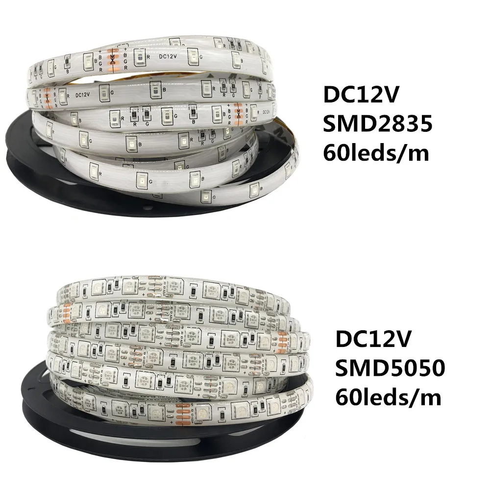 2835 RGB светодиодный светильник SMD 5050 водонепроницаемая лента 12 В Диодная Гибкая