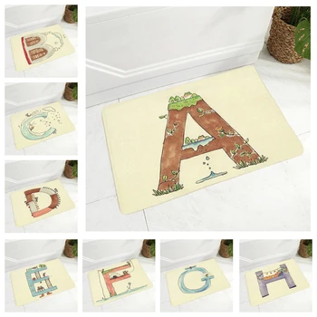 

Cartoon A-Z English Letter Door Mat for Children Room Bedroom Non-Slip Decor Geometric Doormat Kitchen Floor Carpet 40x60cm