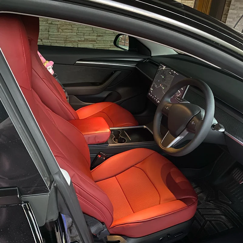 Custom Fit Car Alcan tara Seat Cover For Tesla Model Y 3 Car Accessories  Specific For Tesla Full Covered For 5 Seaters Orange - AliExpress