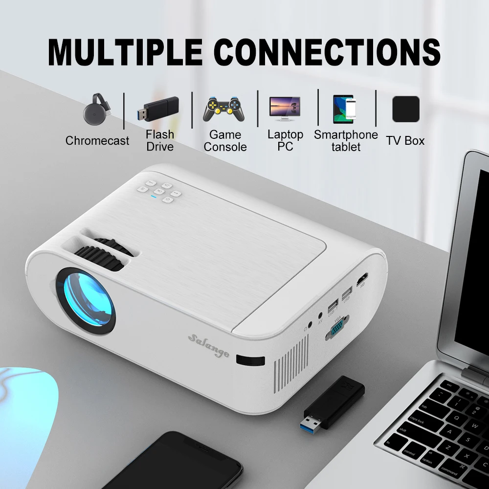 Salange A10 Mini Led Projector 1080P Supported Portable Proyector Movie,  Wired Mirror for iPhone Home Cinema HDMI-compatible - AliExpress