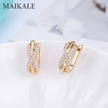 

MAIKALE Classic Geometric Stud Earrings Cubic Zirconia Infinity Charm Earrings Gold Cute Korean Earrings for Women Gifts