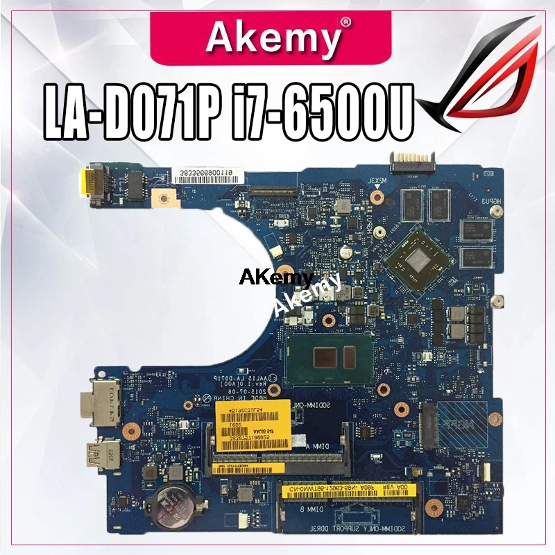 

CN-F1J0W Mainboard For Dell Inspiron 15 5559 17 5759 With I7-6500U Cpu Laptop Motherboard F1J0W 0F1J0W Aal15 LA-D071P