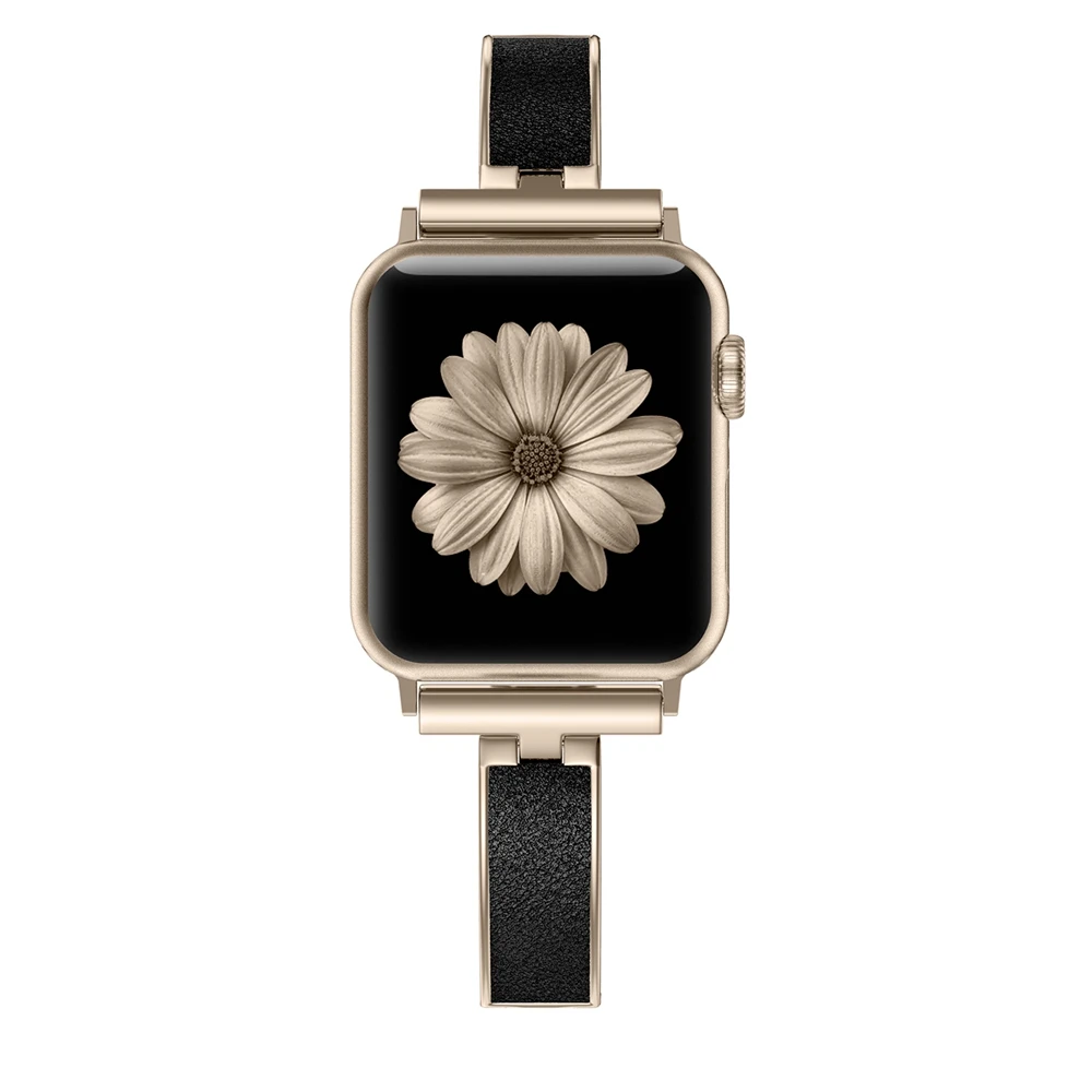 Женский металлический ремешок для Apple Watch Series 5, 40 мм, 44 мм, металлический+ кожаный браслет, ремешок для iWatch Series 4, 3, 2, 1, 38 мм, 42 мм - Цвет ремешка: C1