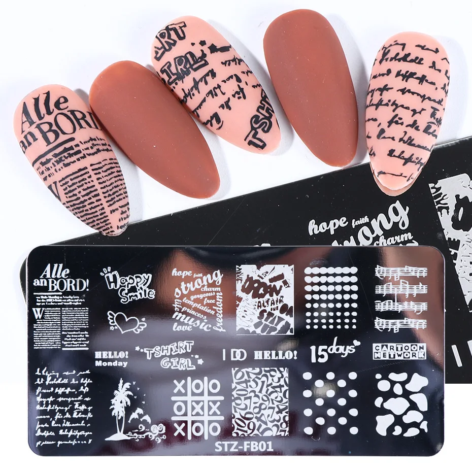 1 шт нержавеющая сталь для штамповки ногтей пластины животные буквы дизайн ногтей DIY штампы шаблоны, аксессуары JISTZFB01-19-2 инструментов