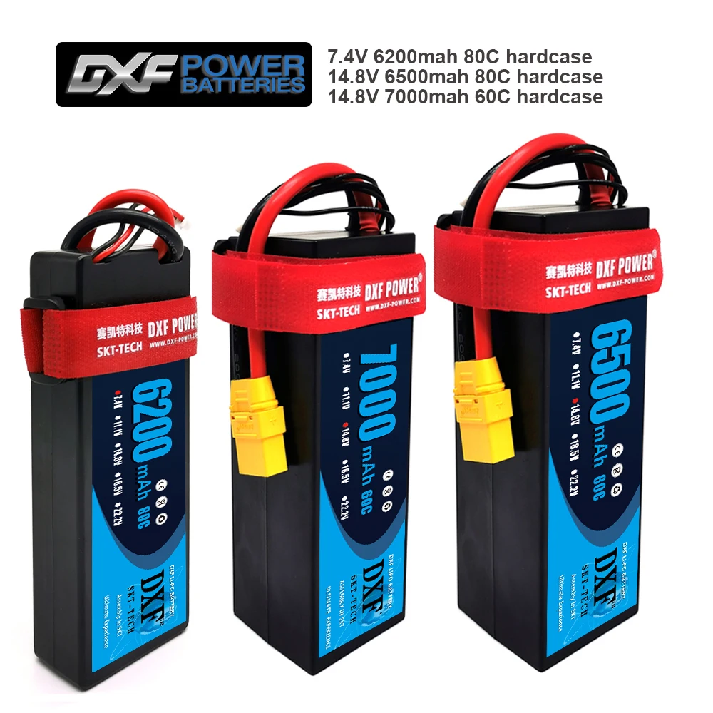 DXF Lipo аккумулятор 4S14.8V 7000 мАч 60C/14 8 в 6500 80C /2S 7 4 6200 Твердый Чехол для 1/10 1/8 truggy Багги RC