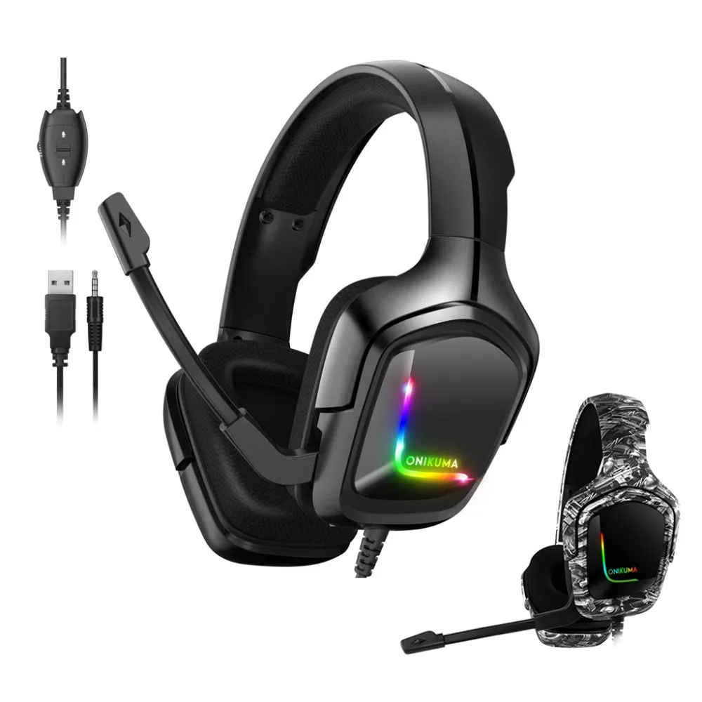 Rgb Gaming Headset Surround Sound Mic Usb Wire Headphones 3 5mm For Xbox Ps4 Laptop Wire Mic Sound Ps4 Headphones
