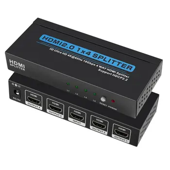 

HDMI 1x4 Splitter 3D Ultra HD 4Kx2K@60Hz 18Gbps HDCP2.2 1in4 out 4 Way HDMI Splitter For HDTV and High-definition Monitor