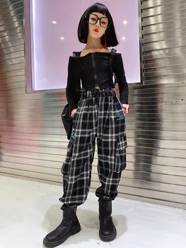 

Girls' western style suit 2020 early autumn new girls port style wild fried street plaid casual pants 2-piece set
