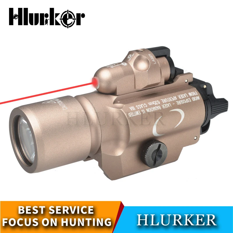 US $67.48 Tactical Hunting Army X400 Airsoft Weapons Glock Flashlight 3W 400 Lumen Scout Weapon Light With Red Laser Scope For Pistol AR15