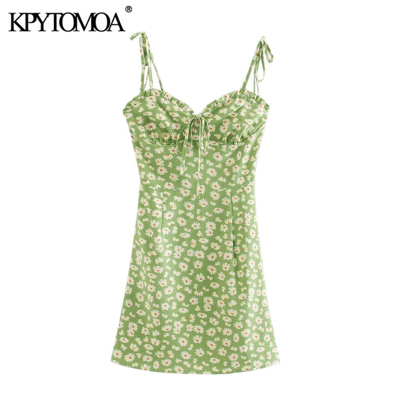 KPYTOMOA Women 2020 Chic Fashion Floral Print Ruffled Mini Dress Vintage Backless Thin Straps Beach Female Dresses Vestidos KPYTOMOA Women 2020 Chic Fashion Floral Print Ruffled Mini Dress Vintage Backless Thin Straps Beach Female Dresses Vestidos