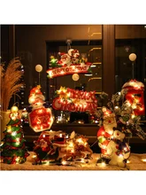 Christmas Decoration Ornaments New Year 2022 Home Decor Window Sticker Led Glowing Decals Bedroom Door Baubles Snowman