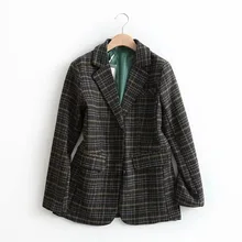 Осенне-зимний клетчатый женский Блейзер, корейская мода, для путешествий, свободный, темперамент, для отдыха, дикая, высокое качество, Элегантная куртка F104