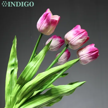 

INDIGO- 5PCS Holland PU Pink Tulip Decorative Flower Artificial Tulip Wedding Flower Home Hotel Party Event Free Shipping