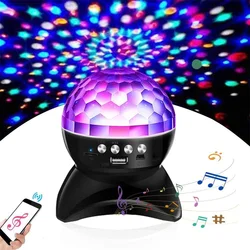 Novo led de cristal efeito bola discoteca luz palco usb recarregável sem fio bt alto falante projeção luzes da noite para festa em casa decoração
