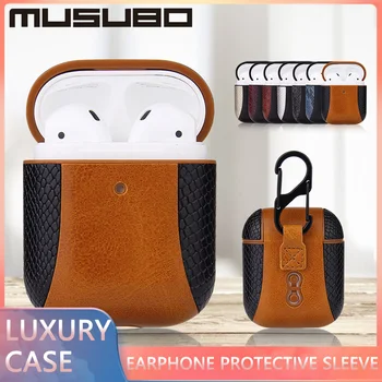 

MUSUBO Luxury Wireless Bluetooth Headset Leather Cover Hook For Airpods 1 2 Airpod Pro 3 Earphone Protective Case Fashion Capa