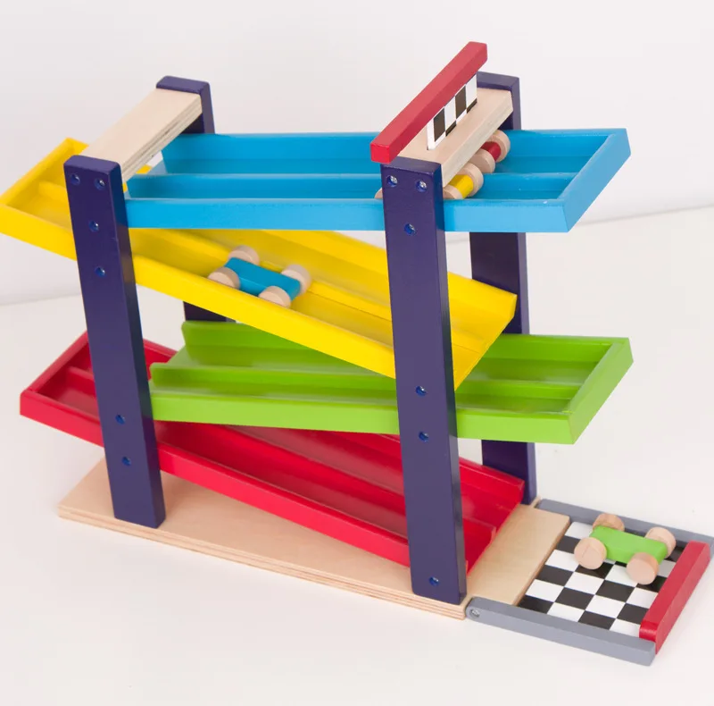 

Small Double Slide Car Four Colors Car than Race Car for One-Year-Old Two-Year-Old Three-Year-Old Or above CHILDREN'S Wooden Toy