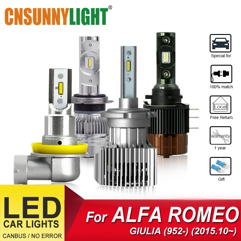 

CNSUNNYLIGHT LED Automotive Headlamp Bulbs Car Light For ALFA ROMEO GIULIA (952_) (from 2015.10) Foglamp H11 Headlight H7 Bulbs