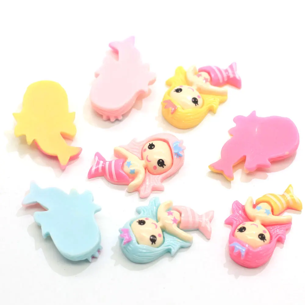 20/50 pcsLovely с принтами Little Miss Русалка смолы кабошоны из для девочек хвосты воды