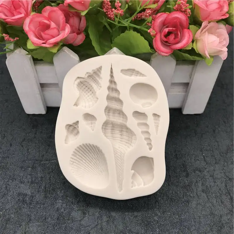 Cake Mould Summer Fondant Silicone Seashell Baking Mold Sea Shells Conch Beach mold | Дом и сад