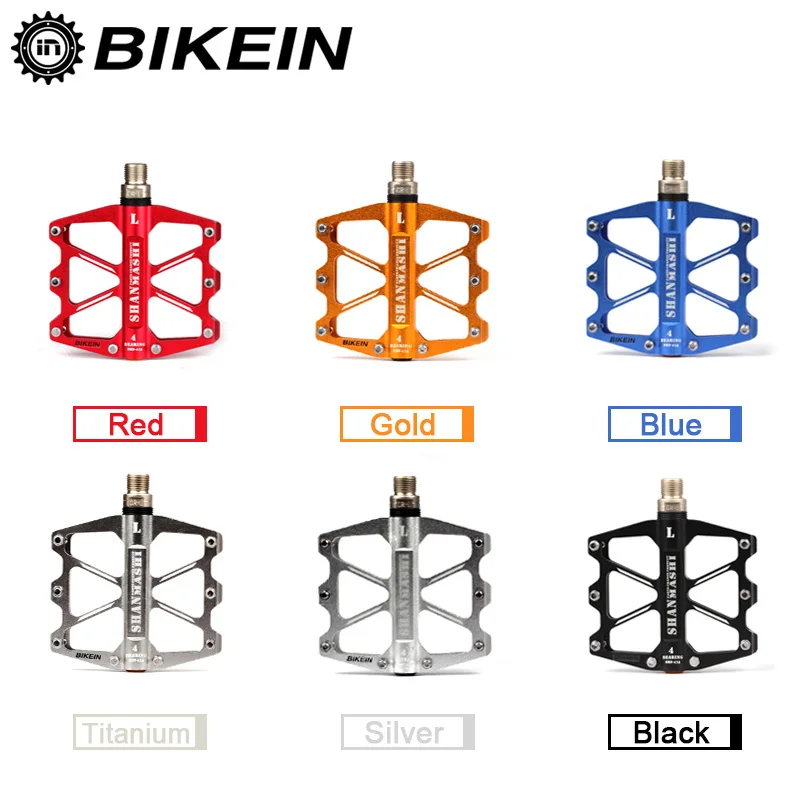 BIKEIN Ultrelight Bicycle Cycling Aluminum CNC BMX 4 Bearing Pedals 340g MTB Platform Pedal Mountain Bike Accessories 5 Colors