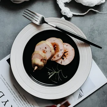 

Tableware Ceramic Dinner Plate Set Dish 8/10 Inch Porcelain Cute Dessert Plate Dinnerware Brushed Straw Hat Thick Soup Plate