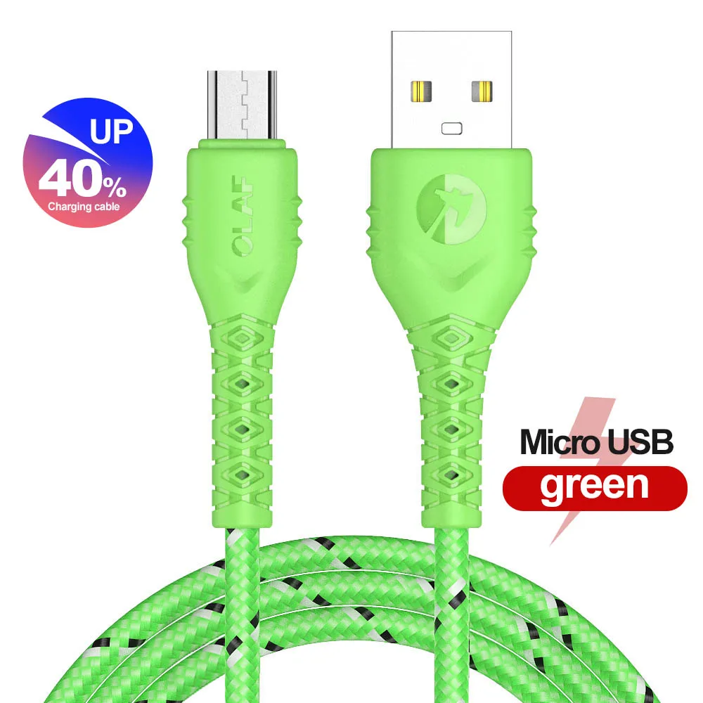 Micro USB Green Олаф 2.4A Micro USB кабель Быстрая зарядка USB C кабель для samsung S9 Xiaomi huawei мобильный телефон Быстрая зарядка type-C USB кабель для передачи данных - Color: Micro USB Green