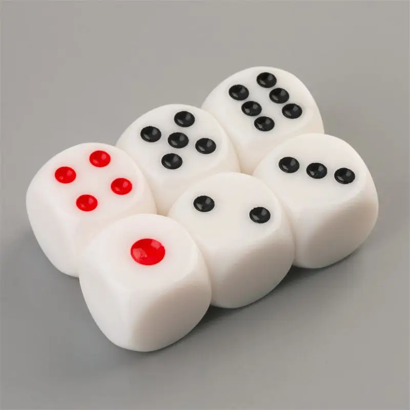 6pcs/set 16mm Round Corner Dice Single Sided Dice Blackjack 21 Baldheaded Dice W91C