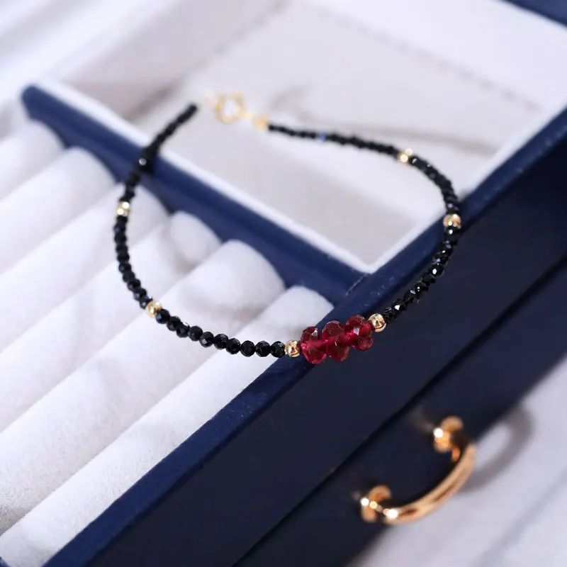 DAIMI 14k золотой инъекционный рубиновый браслет натуральные драгоценные камни