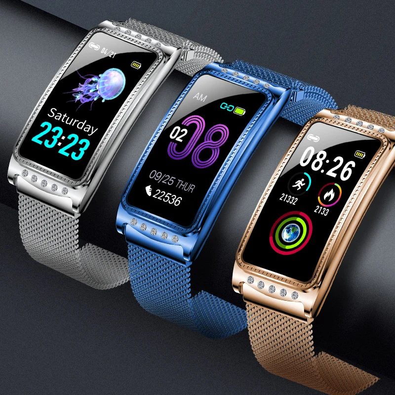 

F28 Women Smart Bracelet IP68 Waterproof Sleep Monitoring Sports Color screen fitness tracker heart rate monitor PK S6 H8 watchs