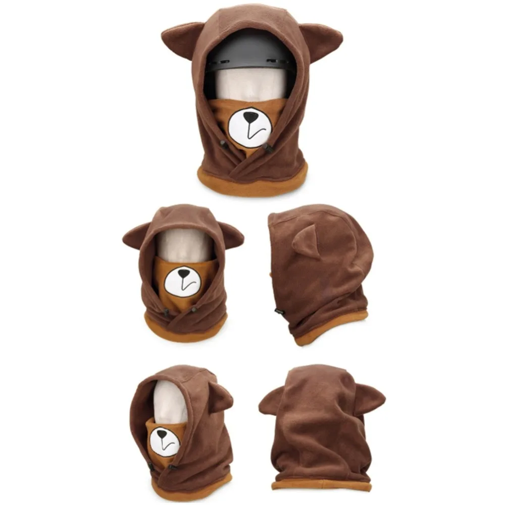 Adorable Skiing Headgear Cartoon Animal Pattern Full Face Thermal Outdoor Protective Balaclava Hood Ski Cycling Mask Helmet