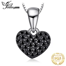 Jдворцовое сердце натуральный черный шпинельная Подвеска Ожерелье 925 драгоценные камни из стерлингового серебра Колье эффектное