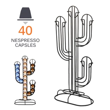 

40 Coffee Capsule Stand Pod Holder Stainless Steel For Nespresso Capsules Use Rack Rotary Rack Rotating Stand Rack Storage