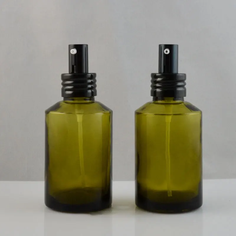 125ml High Capacity Skin Care Glass Bottle Beautiful Brown Press Pump Bottle Lotion Emulsion Spray Liquid Dispenser 10pcs/lot