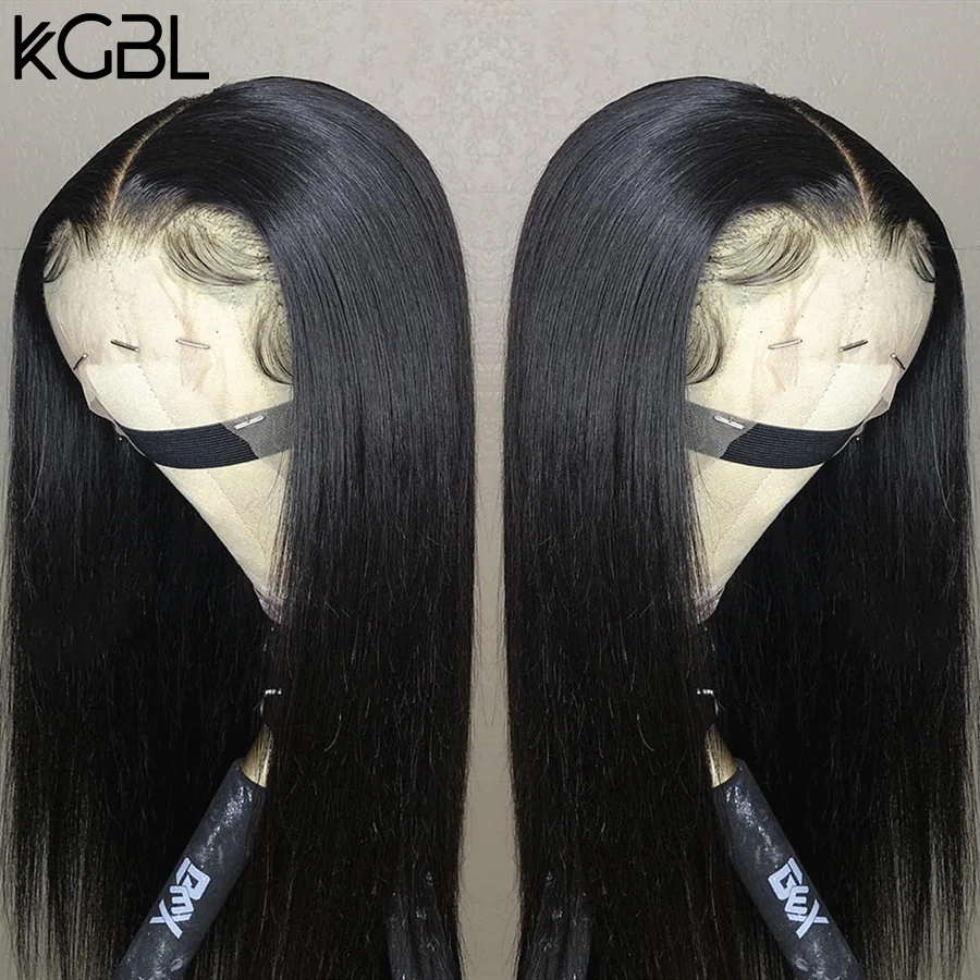 KGBL Straight 13*4 Lace Front Human Hair Wigs Middle Ratio 8”-24" Non-Remy Natural Color Brazilian Hair Wigs Per Plucked