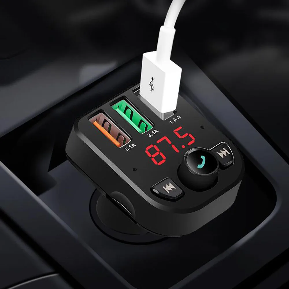 Кабель передачи данных Micro-цифровой адаптер зарядки Авто Стайлинг Bluetooth FM передатчик светодиодный Дисплей 3-Порты и разъёмы USB прикуриватель автомобиля Зарядное устройство