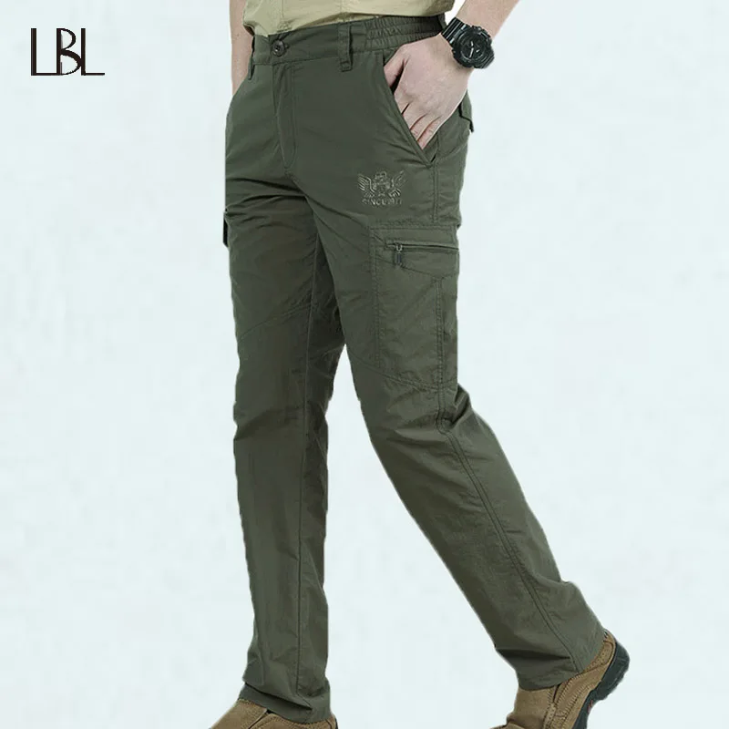 Tactical Military Pants Men Summer Cargo Waterproof Quick Dry Man Multi Pockets Thin Breathable Trousers Casual Sportswear | Мужская