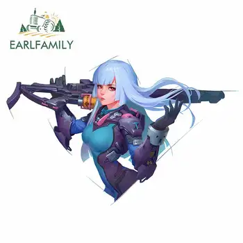 

EARLFAMILY 13cm x 8.4cm for Blue Combat Gun Girl Car Sticker Anime Waterproof Trunk Personality Motorcycle Scratch-Proof Decals