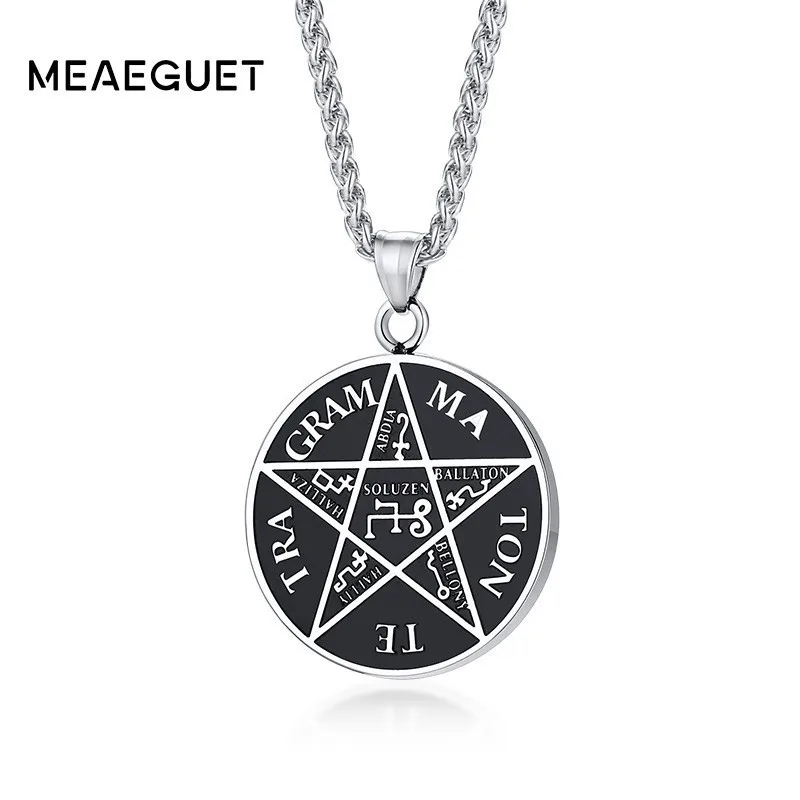 Подвеска в виде пентаграммы Tetragrammaton мужское ожерелье медальон окисленное