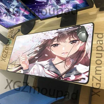 

XGZ Large Gaming Mouse Pad Black Lock Edge Cute Girl HD Computer Custom Table Mat Rubber Stripe Non-slip Carpet Washable Xxl